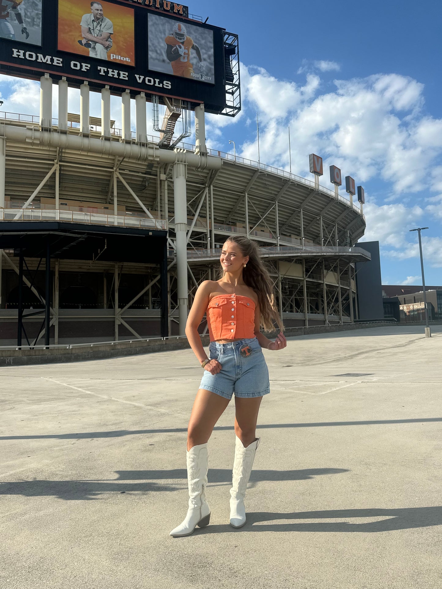 Power T Denim Corset Top