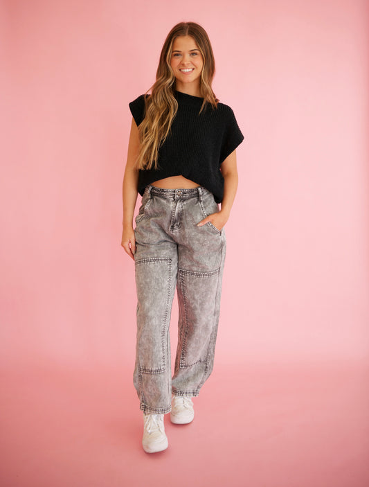 Mid Rise Barrel Jeans in Vintage Gray